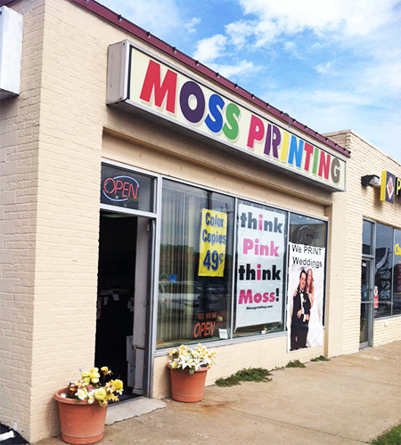 Photo of the front of Moss Printing in Mission, Kansas